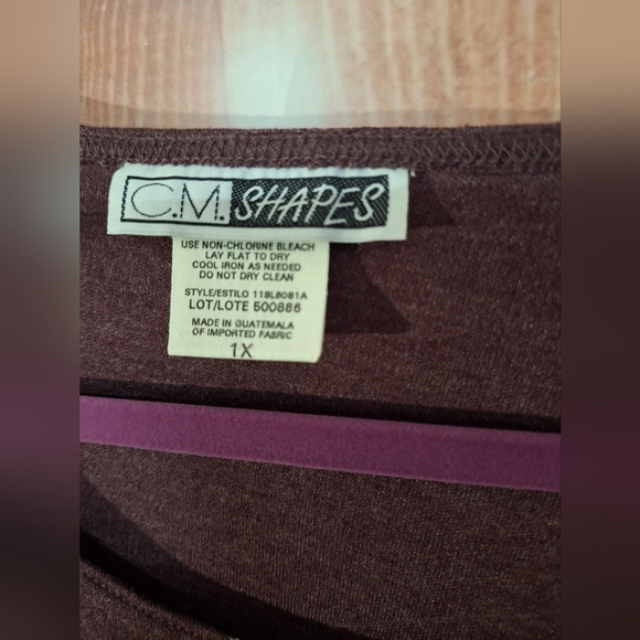 CM SHAPES PURPLE LONG SLEEVE TOP SIZE 1X - Picture 3 of 3